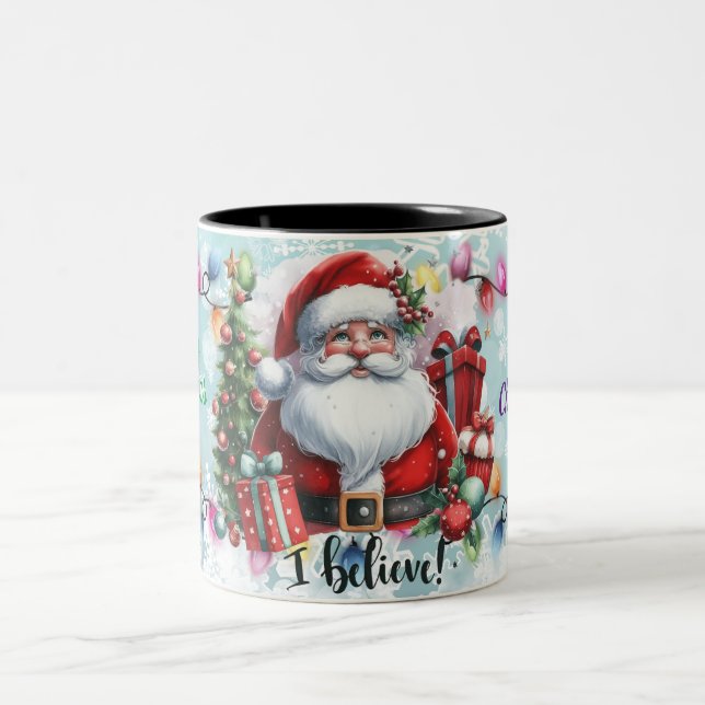 Caneca De Café Em Dois Tons Feliz Papai noel de Natal (Centro)