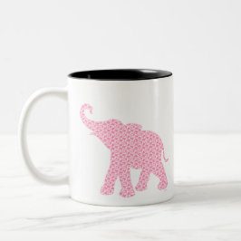 Caneca De Café Em Dois Tons Feliz Pink Elephant-Art Pattern Cute