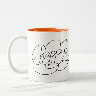 Caneca De Café Em Dois Tons FELIZ por escolha - Nuvens Negrito