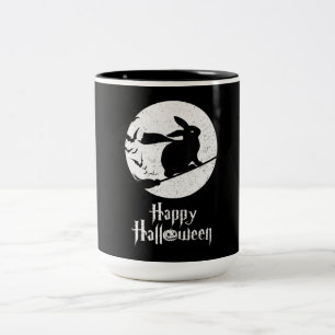 Caneca De Café Em Dois Tons Feliz presente de feiticeiro do Coelho da Bruxa de