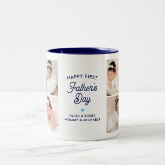 Caneca De Café Em Dois Tons Feliz Primeiro Dia dos Pais 8 Colagem de Fotos e M