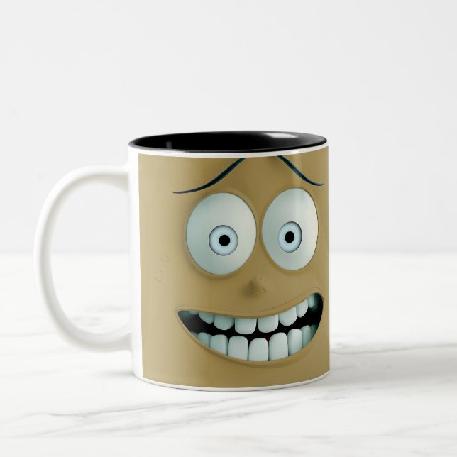 Caneca De Café Em Dois Tons Feliz Rosto Engraçado (Esquerda)