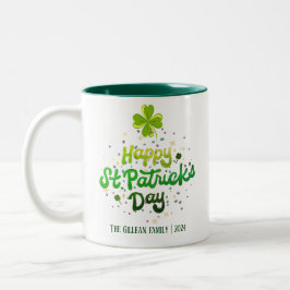 Caneca De Café Em Dois Tons Feliz Rua. Dia do patrick Família Shamrocks Nome