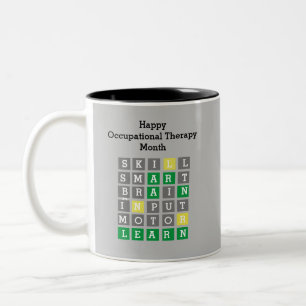 Caneca De Café Em Dois Tons Feliz Trabalho Personalizado Mês de Terapia Ocupa