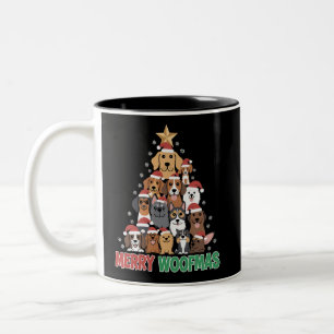 Caneca De Café Em Dois Tons Feliz Woofmas Feliz Natal Amantes de Cachorros 