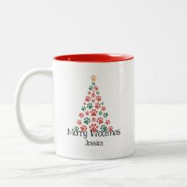 Caneca De Café Em Dois Tons Feliz Woofmas Mug - Pata Imprimir Taça de Natal