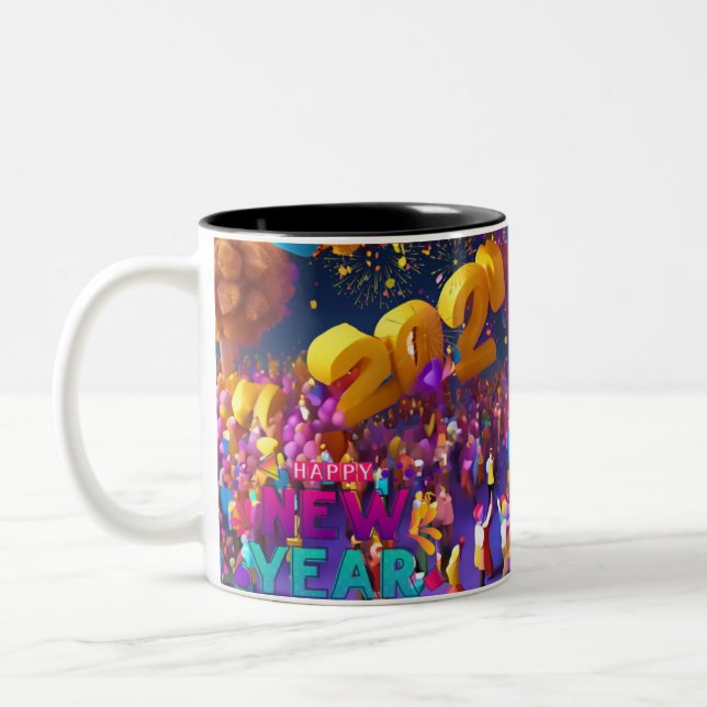 CANECA DE CAFÉ EM DOIS TONS FELIZES ANOS NOVOS 2025 (Esquerda)