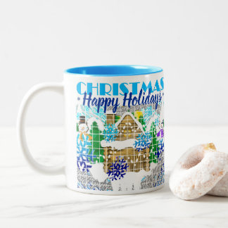 CANECA DE CAFÉ EM DOIS TONS FELIZES HOLIDAYS | SONHOS WINTER WONDERLAND |