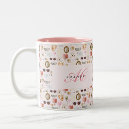 Caneca De Café Em Dois Tons Feminina Rosa Coqueteira Coquette Personalizada