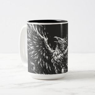 Caneca De Café Em Dois Tons Fênix Ressurgindo das Chamas por BurnsInHell