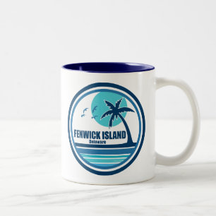Caneca De Café Em Dois Tons Fenwick Ilha Delaware Palmeira Pássaros