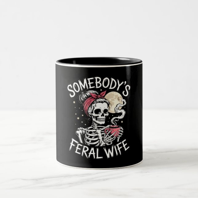 Caneca De Café Em Dois Tons Feral Funny Coffee Amplia Bebendo Piada Crânio (Centro)