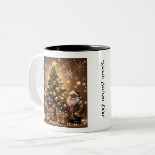 Caneca De Café Em Dois Tons "Feriado, Cheer and Love"