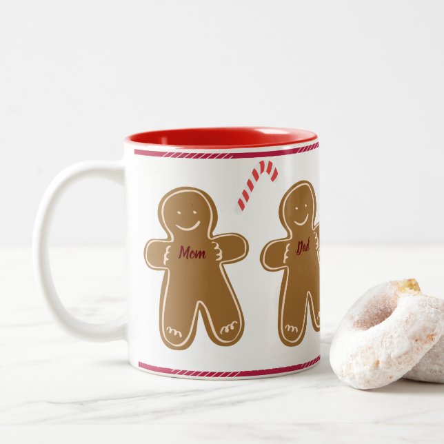 Caneca De Café Em Dois Tons Feriado da Família de Nomes Personalizados pelo Gi (Com Donut)
