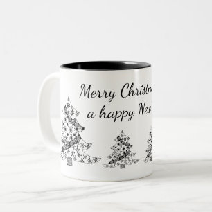 Caneca De Café Em Dois Tons Feriado de Árvore Negra de Natal Novo ano