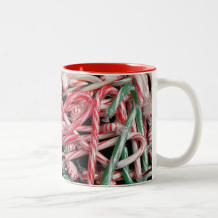 Caneca De Café Em Dois Tons Feriado de Natal Candy Canes and Peppermints