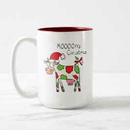 Caneca De Café Em Dois Tons Feriado de Natal do Cartoon Engraçado de Vaca