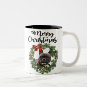 Caneca De Café Em Dois Tons Feriado de Natal em Bulldog Francês