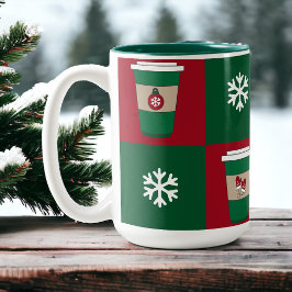 Caneca De Café Em Dois Tons Feriado de Natal Flocos de Neve