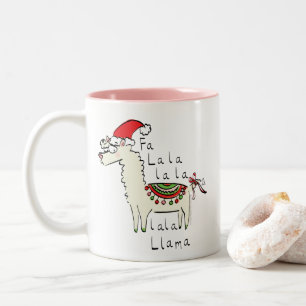 Caneca De Café Em Dois Tons Feriado de Natal Llama Cute Engraçado