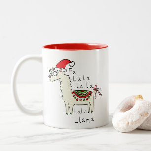 Caneca De Café Em Dois Tons Feriado de Natal Llama Cute Engraçado