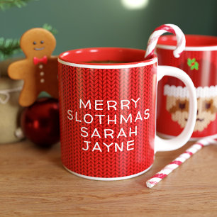 Caneca De Café Em Dois Tons Feriado de Natal Vermelho Personalizado com Lama B