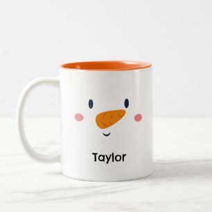 Caneca De Café Em Dois Tons Feriado de Nome Personalizado do Rosto Snowman