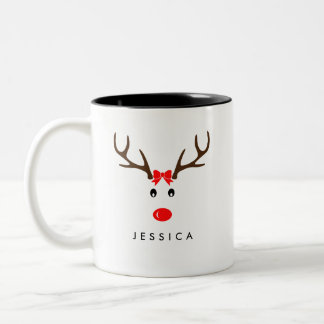 Caneca De Café Em Dois Tons Feriado De Xmas Da Revista De Nome Personalizado