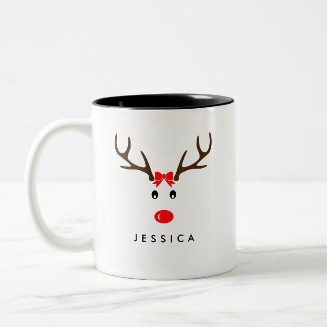 Caneca De Café Em Dois Tons Feriado De Xmas Da Revista De Nome Personalizado (Esquerda)