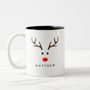 Caneca De Café Em Dois Tons Feriado de Xmas para Reindeer de Nome Personalizad