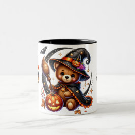 Caneca De Café Em Dois Tons Feriado do Assistente do Urso de Teddy Halloween