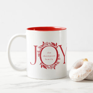Caneca De Café Em Dois Tons Feriado Joy Wreath Natal Red Personalizado
