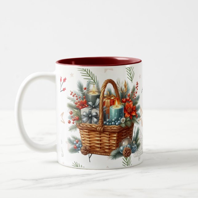 Caneca De Café Em Dois Tons Feriado Natal - Cesto de presentes (Esquerda)