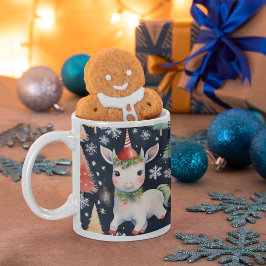 Caneca De Café Em Dois Tons Feriado Personalizado do Unicorn de Natal Bonito