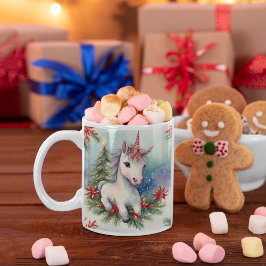 Caneca De Café Em Dois Tons Feriado Personalizado do Unicórnio de Natal