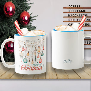 Caneca De Café Em Dois Tons Feriados de inverno Nome Personalizado da Magia de