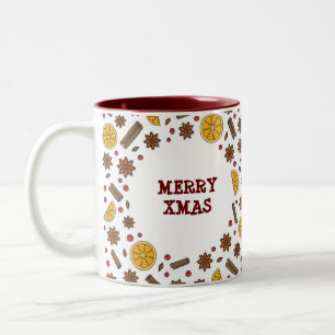 Caneca De Café Em Dois Tons Feriados natalinos especiarias rabiscos