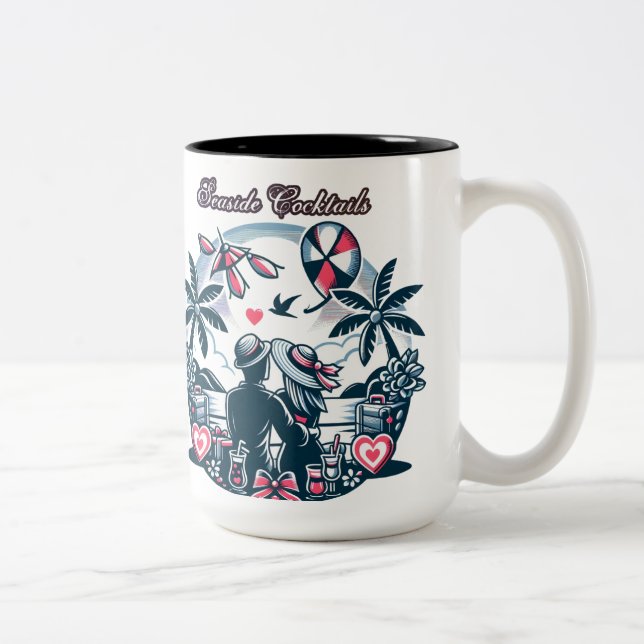 Caneca De Café Em Dois Tons Férias com Brisa Tropical do Mar (Direita)