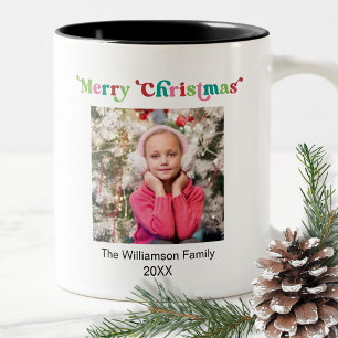 Caneca De Café Em Dois Tons Férias de Natal Cores Divertidas e Iluminadas Foto