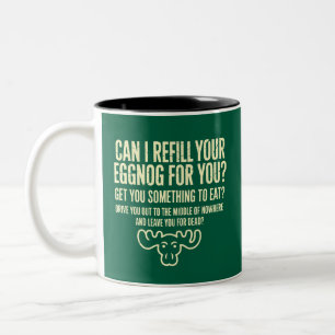 Caneca De Café Em Dois Tons Férias de Natal Posso Reabastecer Seu Eggnog para