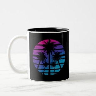 Caneca De Café Em Dois Tons Férias de Verão de Praia Havaiana na Palm Tree