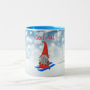 Caneca De Café Em Dois Tons Férias  Deus Jul Nisse — vermelho de neve