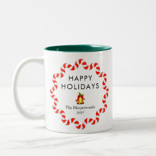 Caneca De Café Em Dois Tons Férias Felizes Cana de Açúcar Moderna Natal Famíli