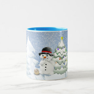 Caneca De Café Em Dois Tons Férias Neve de chocolate em forma de neve