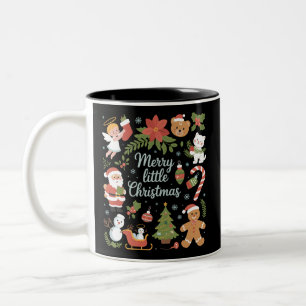 Caneca De Café Em Dois Tons Férias Retrô Vintage Natal Alegre Pequeno Natal
