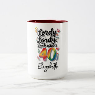 Caneca De Café Em Dois Tons Festa de Aniversário de 40 anos Lordy Lordy Look W