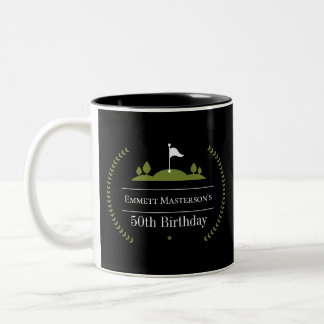 Caneca De Café Em Dois Tons Festa de aniversário de Golfista Moderno de Luxo 5