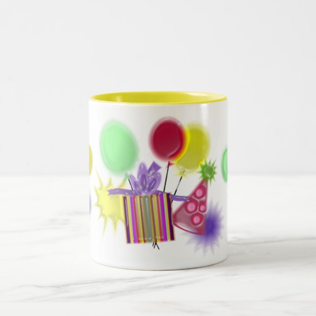 Caneca De Café Em Dois Tons Festa de aniversário Dimensionável (Centro)