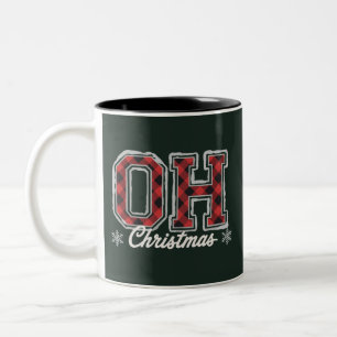 Caneca De Café Em Dois Tons Festa de Família em Xadrez de Búfalo de Natal