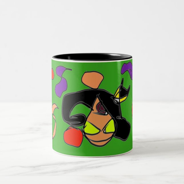 Caneca De Café Em Dois Tons Festa de gatos pretos (Centro)